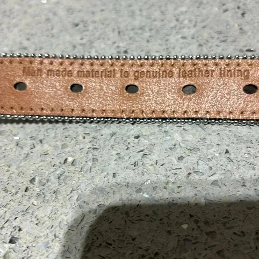Nocona Genuine Leather lining, pink croc pattern,silver/rhinestone cross buckle